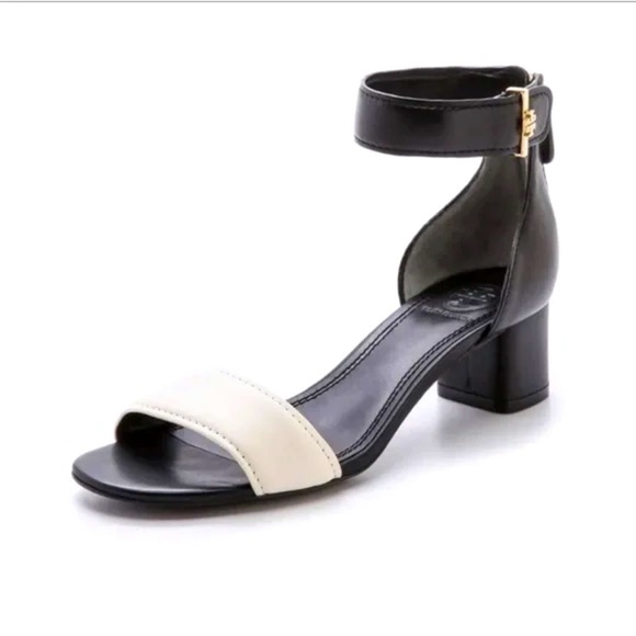 Women’s TORY BURCH Tana black & white colorblock leather sandals- Size 7.5 - Picture 1 of 11